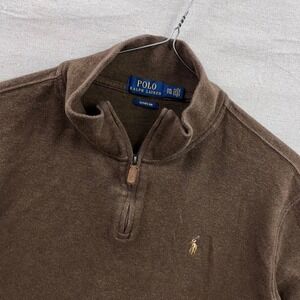 Polo Ralph Lauren Quarter Zip Pullover Mens XXL Brown Estate Rib Cotton Sweater